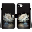 For iPhone 16e Crystal Texture Colored Drawing Leather Phone Case(Crystal Peony) - iPhone 16e Cases by PMC TechLife | Online Shopping South Africa | PMC TechLife | Buy Now Pay Later Mobicred