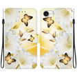 For iPhone 16e Crystal Texture Colored Drawing Leather Phone Case(Gold Butterfly Epiphyllum) - iPhone 16e Cases by PMC TechLife | Online Shopping South Africa | PMC TechLife | Buy Now Pay Later Mobicred