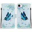 For iPhone 16e Crystal Texture Colored Drawing Leather Phone Case(Blue Pansies) - free shipping - PMC TechLife - Order now!