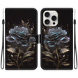 For iPhone 16 Pro Crystal Texture Colored Drawing Leather Phone Case(Black Rose) - free shipping - PMC TechLife - Order now!