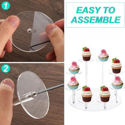YX034 Acrylic Cupcake Shelf Cartoon Cake Display Stand(Pink)