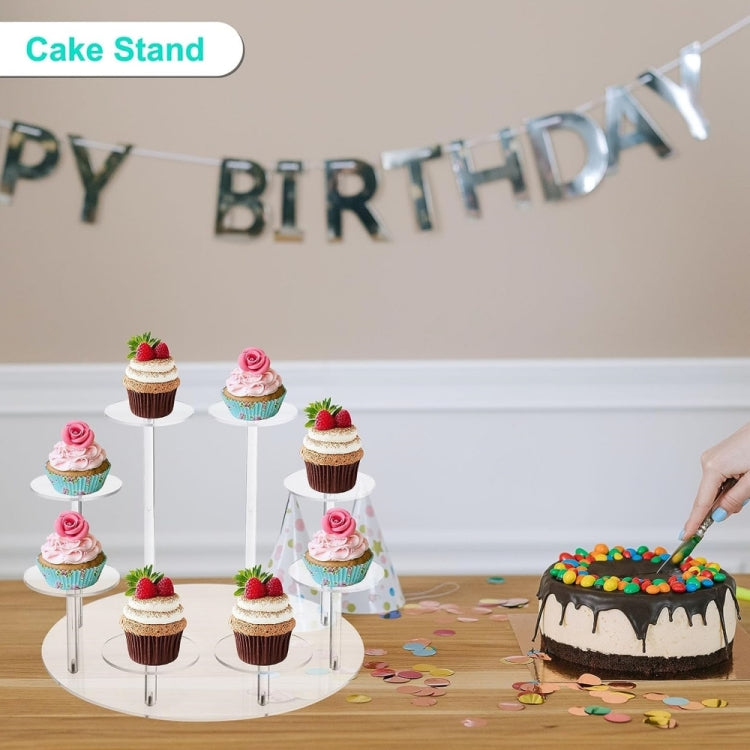 YX034 Acrylic Cupcake Shelf Cartoon Cake Display Stand(Pink)