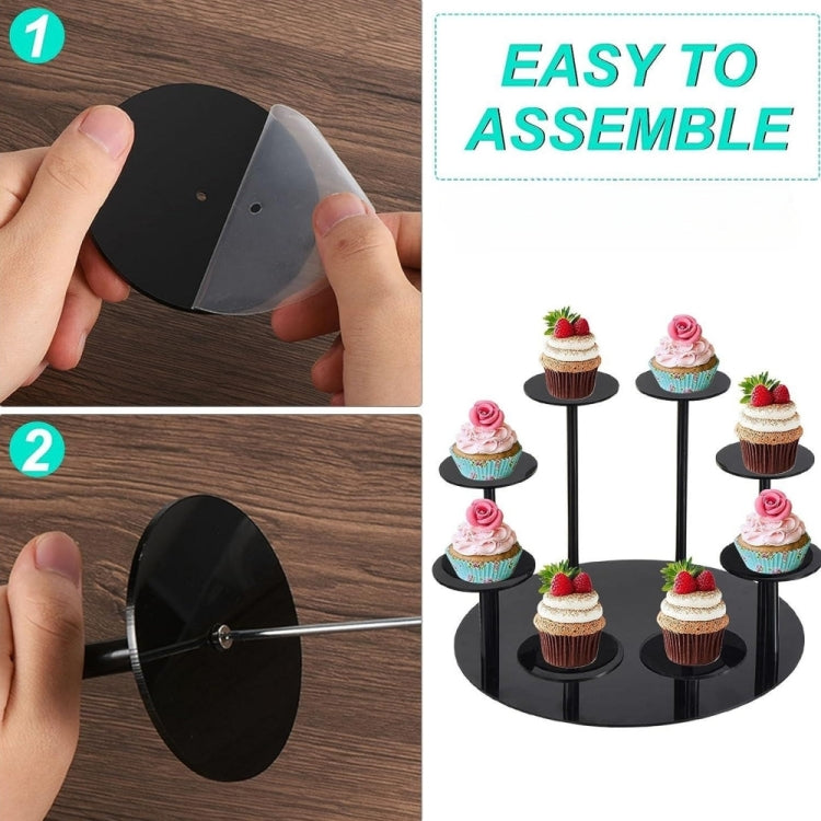 YX034 Acrylic Cupcake Shelf Cartoon Cake Display Stand(Black)