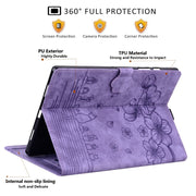 For Samsung Galaxy Tab S9 FE Cartoon Sakura Cat Embossed Leather Tablet Case(Purple)