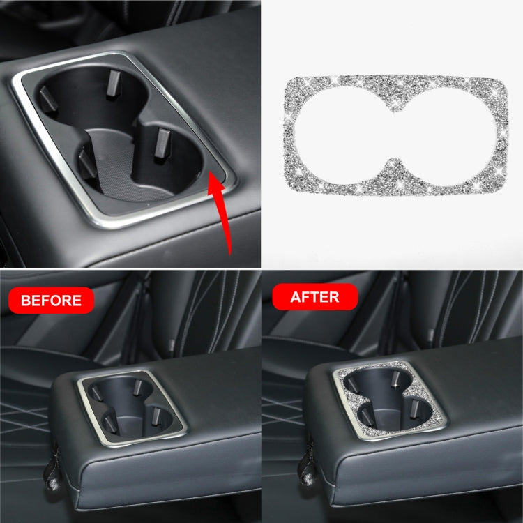 For Ford Mustang Mach E 2021 Car Rear Seat Cup Holder Frame Diamond Decorative Sticker