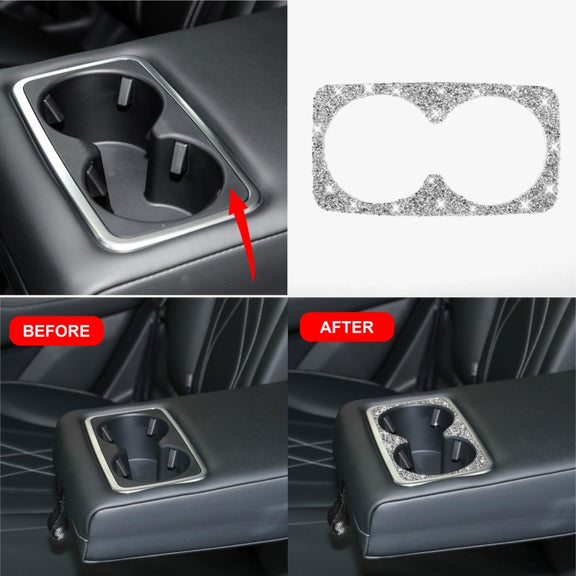 For Ford Mustang Mach E 2021 Car Rear Seat Cup Holder Frame Diamond Decorative Sticker