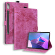 For Lenovo Tab P12 12.7 Cartoon Sakura Cat Embossed Leather Tablet Case(Rose Red) - Lenovo by PMC TechLife | Online Shopping South Africa | PMC TechLife | Buy Now Pay Later Mobicred