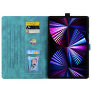 For Lenovo Tab P11 TB-J606F Cartoon Sakura Cat Embossed Leather Tablet Case(Green)