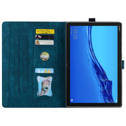 For Lenovo Tab M10 Plus 3rd Gen 2022 Cartoon Sakura Cat Embossed Leather Tablet Case(Blue)