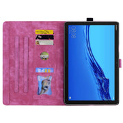 For Lenovo Tab M10 3rd Gen Cartoon Sakura Cat Embossed Leather Tablet Case(Rose Red)