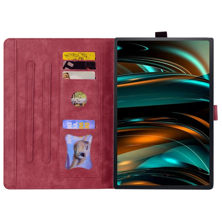 For Lenovo Tab M11 / Xiaoxin Pad 11 2024 Cartoon Sakura Cat Embossed Leather Tablet Case(Red)