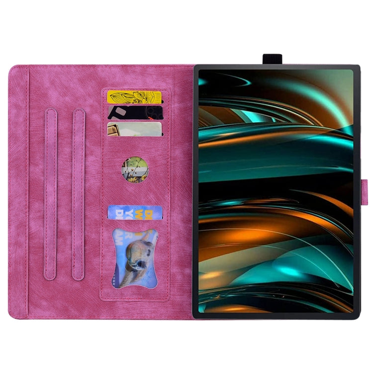 For Lenovo Tab K11 Plus / M11 Plus Cartoon Sakura Cat Embossed Leather Tablet Case(Rose Red)