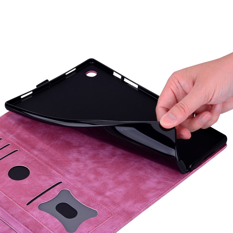 For Lenovo Tab K11 Plus / M11 Plus Cartoon Sakura Cat Embossed Leather Tablet Case(Rose Red)