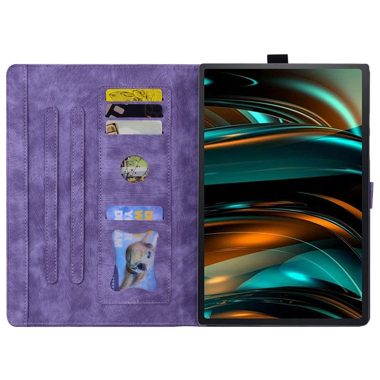 For Lenovo Tab K11 Plus / M11 Plus Cartoon Sakura Cat Embossed Leather Tablet Case(Purple)