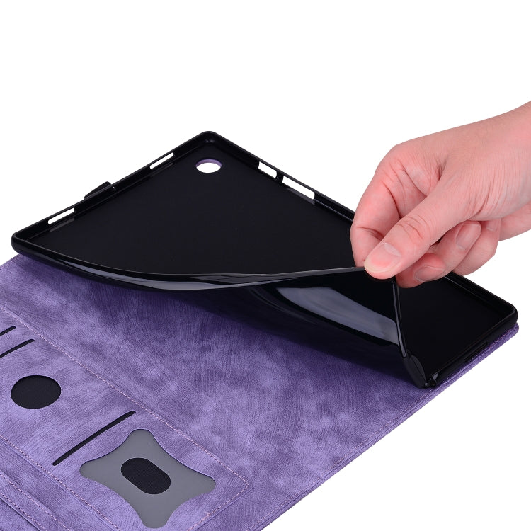 For Lenovo Tab K11 Plus / M11 Plus Cartoon Sakura Cat Embossed Leather Tablet Case(Purple)