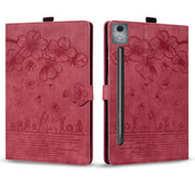 For Lenovo Xiaoxin Pad Pro 12.7 2025 Cartoon Sakura Cat Embossed Leather Tablet Case(Red)