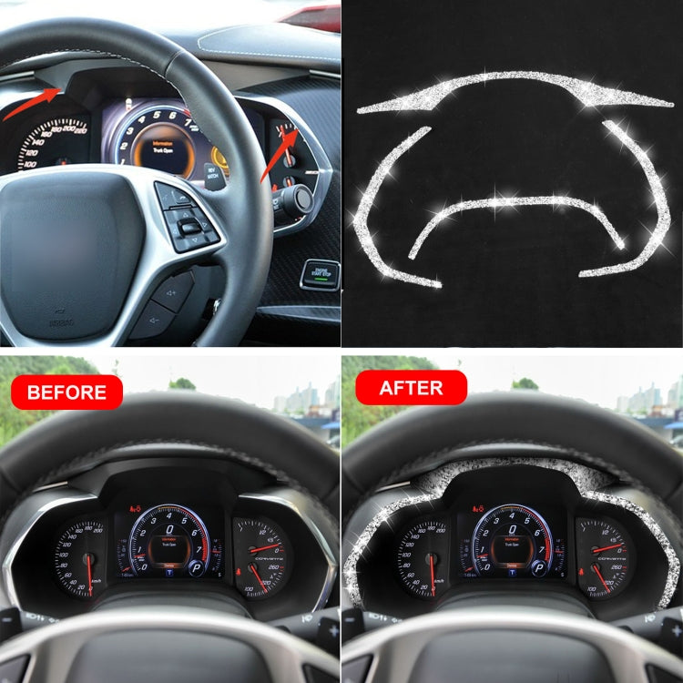 For Chevrolet Corvette C7 2014-2019 4 in 1 Car Dashboard Frame Diamond Decorative Sticker, Left Drive