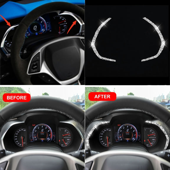 For Chevrolet Corvette C7 2014-2019 2 in 1 Car Dashboard Frame Diamond Decorative Sticker, Left Drive