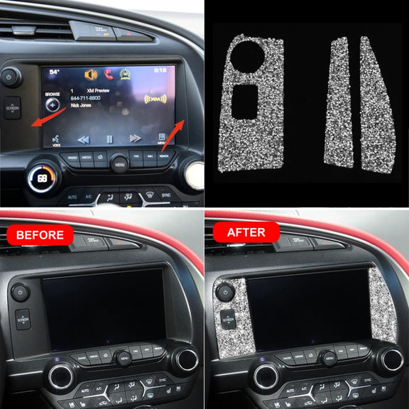 For Chevrolet Corvette C7 2014-2019 3 in 1 Car Navigate Panel Diamond Decorative Sticker, Left Drive