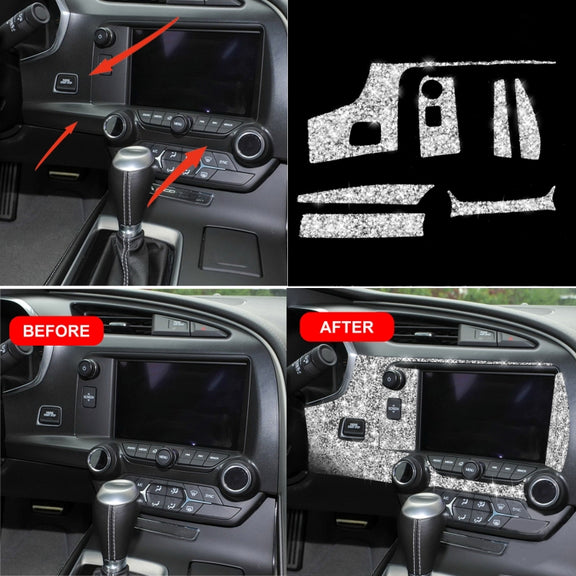 For Chevrolet Corvette C7 2014-2019 7 in 1 Car Central Control Panel Diamond Decorative Sticker, Left Drive