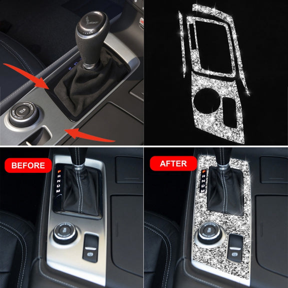 For Chevrolet Corvette C7 2014-2019 Car Gear Panel Diamond Decorative Sticker, Left Drive