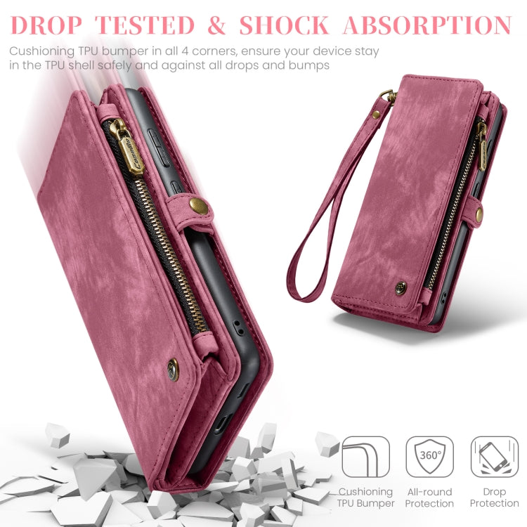 For Samsung Galaxy S23 FE CaseMe 008 Multifunctional Zipper Wallet Leather Phone Case with Lanyard(Red)