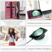 For Samsung Galaxy S23 FE CaseMe 008 Multifunctional Zipper Wallet Leather Phone Case with Lanyard(Red)
