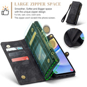 For Samsung Galaxy A15 5G CaseMe 008 Multifunctional Zipper Wallet Leather Phone Case with Lanyard(Black)
