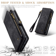 For Samsung Galaxy A15 5G CaseMe 008 Multifunctional Zipper Wallet Leather Phone Case with Lanyard(Black)