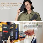 For Samsung Galaxy A15 5G CaseMe 008 Multifunctional Zipper Wallet Leather Phone Case with Lanyard(Black)