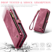 For Samsung Galaxy A15 5G CaseMe 008 Multifunctional Zipper Wallet Leather Phone Case with Lanyard(Red)
