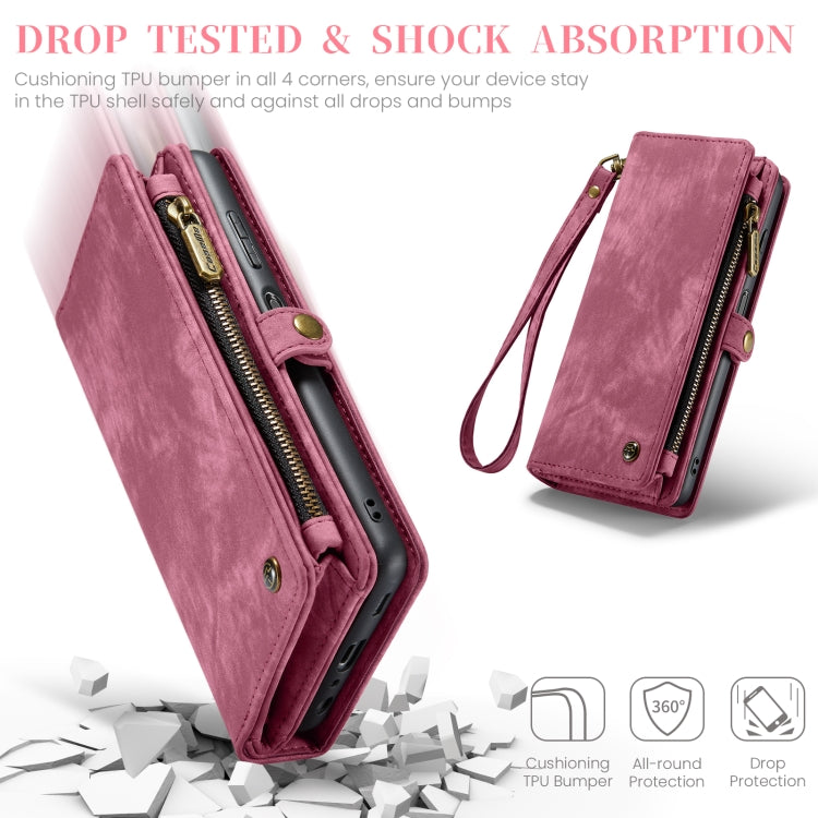 For Samsung Galaxy A15 5G CaseMe 008 Multifunctional Zipper Wallet Leather Phone Case with Lanyard(Red)