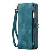 For Samsung Galaxy A15 5G CaseMe 008 Multifunctional Zipper Wallet Leather Phone Case with Lanyard(Blue)