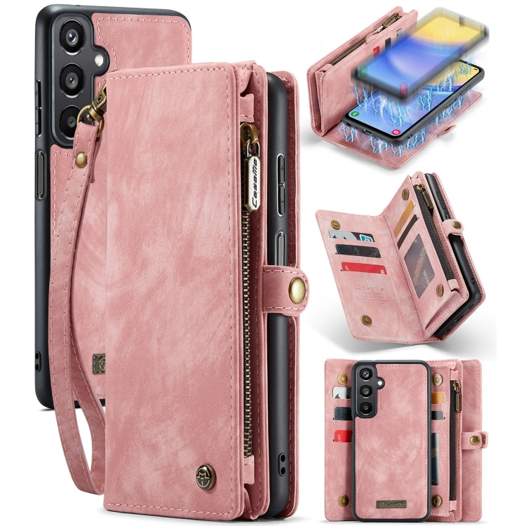 For Samsung Galaxy A15 5G CaseMe 008 Multifunctional Zipper Wallet Leather Phone Case with Lanyard(Pink)