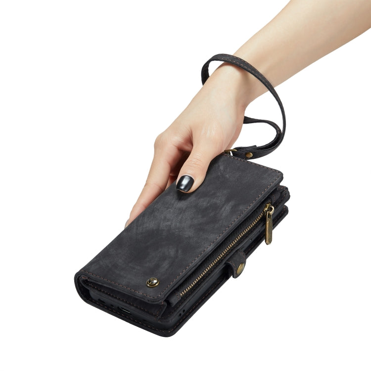 For Samsung Galaxy A25 4G CaseMe 008 Multifunctional Zipper Wallet Leather Phone Case with Lanyard(Black)