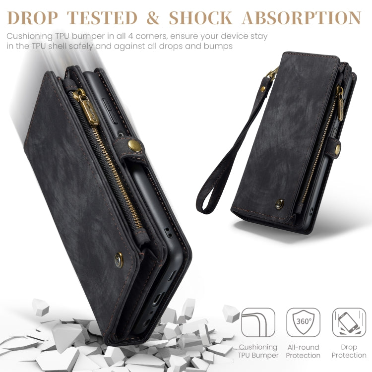 For Samsung Galaxy A25 4G CaseMe 008 Multifunctional Zipper Wallet Leather Phone Case with Lanyard(Black)