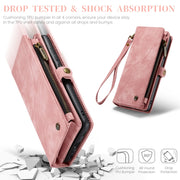 For Samsung Galaxy A25 4G CaseMe 008 Multifunctional Zipper Wallet Leather Phone Case with Lanyard(Pink)