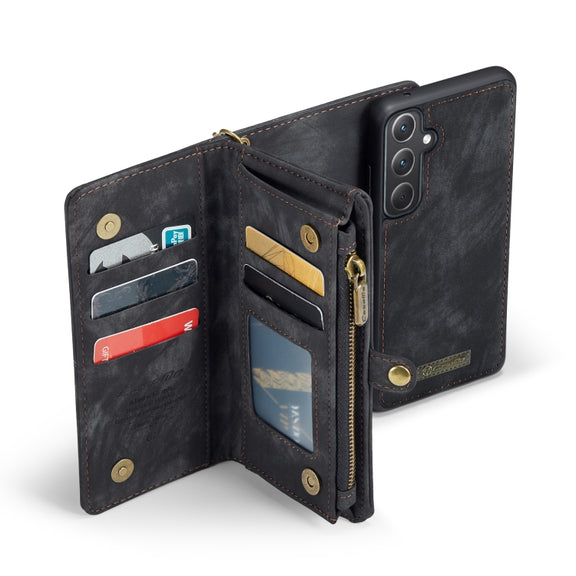 For Samsung Galaxy A35 5G CaseMe 008 Multifunctional Zipper Wallet Leather Phone Case with Lanyard(Black)