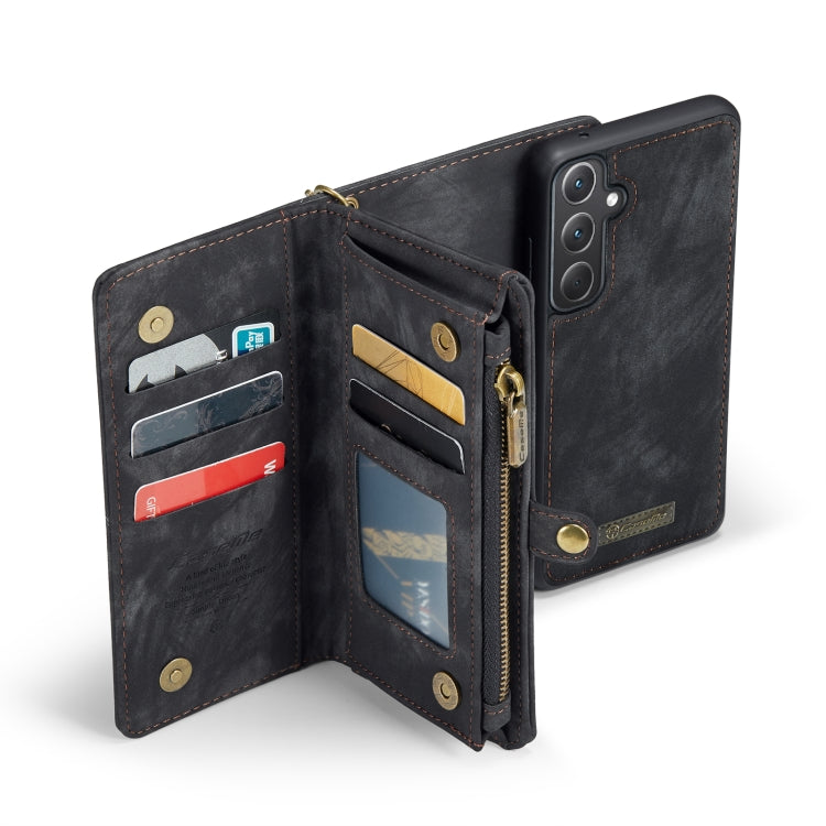 For Samsung Galaxy A35 5G CaseMe 008 Multifunctional Zipper Wallet Leather Phone Case with Lanyard(Black)