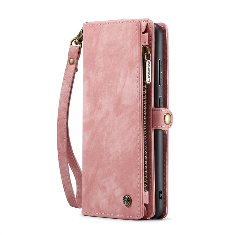 For Samsung Galaxy A55 5G CaseMe 008 Multifunctional Zipper Wallet Leather Phone Case with Lanyard(Pink)