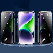 For iPhone 15 Pro Max Anti-peeping Magnetic Tempered Glass Phone Case(Blue)