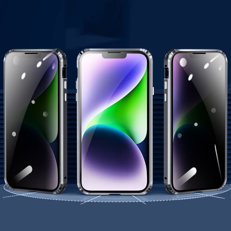 For iPhone 15 Pro Max Anti-peeping Magnetic Tempered Glass Phone Case(Blue)