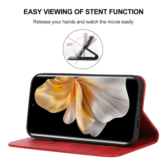 For vivo S18 Pro Magnetic Closure Leather Phone Case(Red)