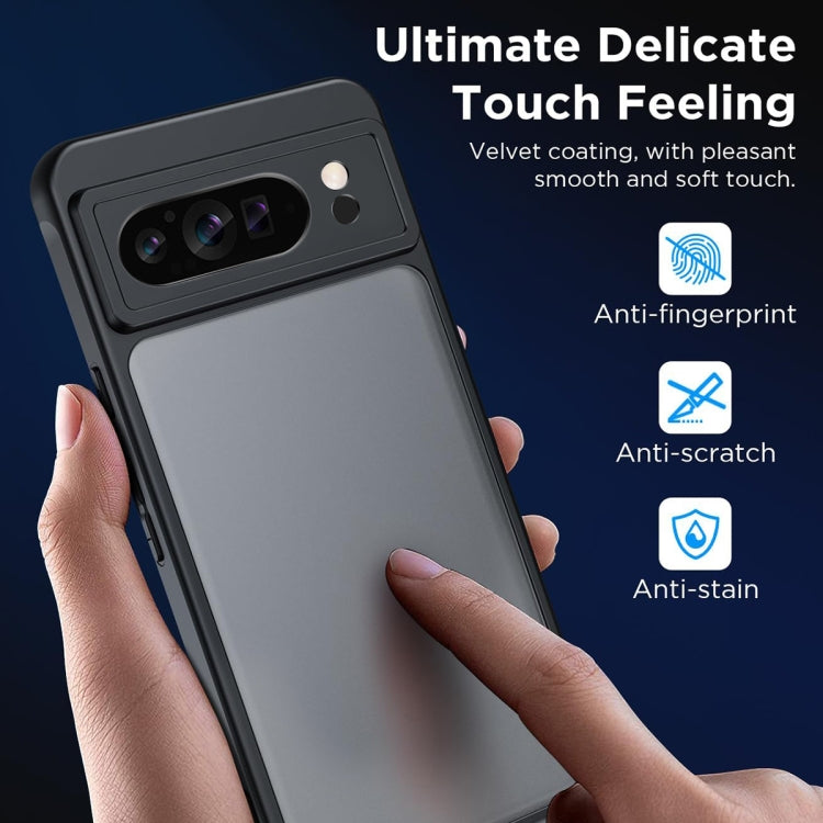 For Google Pixel 9 Pro Ultra-thin Translucent PC+TPU Phone Case(Black)