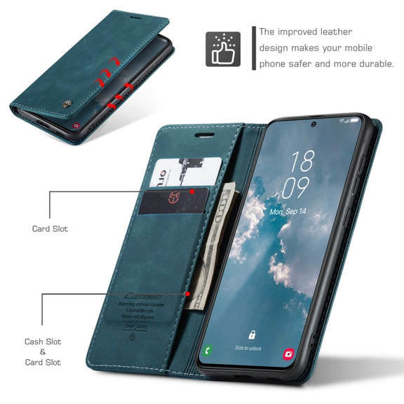 For Samsung Galaxy S24+ 5G CaseMe 013 Multifunctional Horizontal Flip Leather Phone Case(Blue)