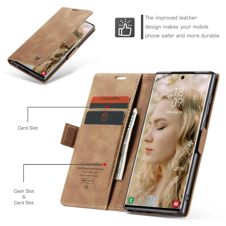 ForSamsung Galaxy S24 Ultra 5G CaseMe 013 Multifunctional Horizontal Flip Leather Phone Case(Brown)