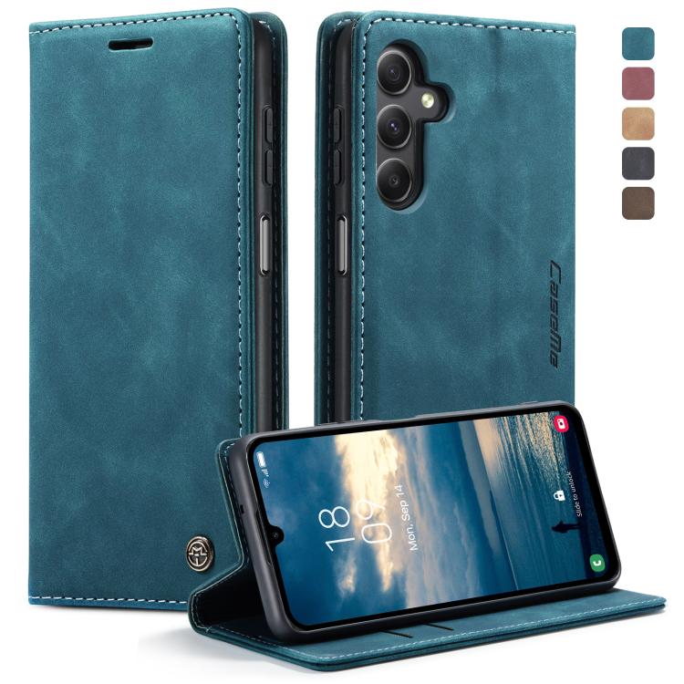 For Samsung Galaxy A25 5G CaseMe 013 Multifunctional Horizontal Flip Leather Phone Case(Blue)