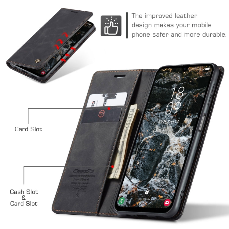 For Samsung Galaxy A25 5G CaseMe 013 Multifunctional Horizontal Flip Leather Phone Case(Black)
