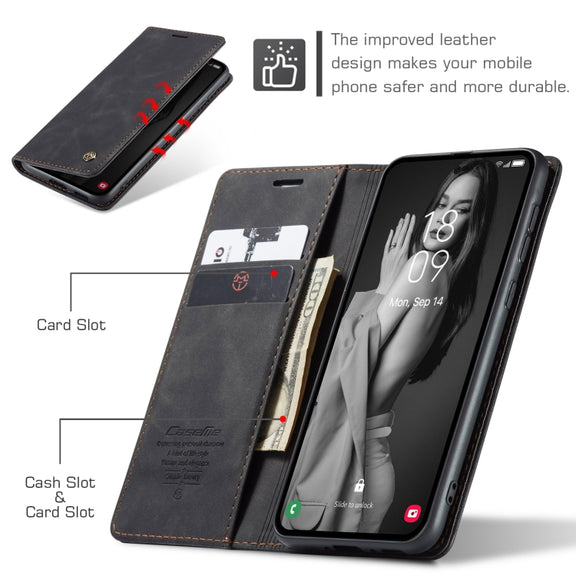 For Samsung Galaxy A55 5G CaseMe 013 Multifunctional Horizontal Flip Leather Phone Case(Black)