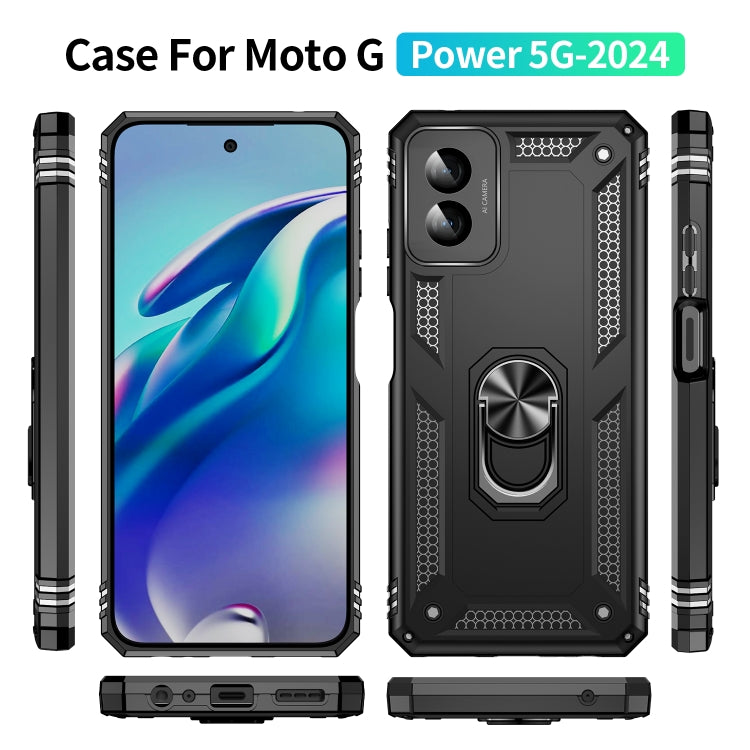 For Motorola Moto G Power 5G 2024 Shockproof TPU + PC Phone Case with Holder(Black)